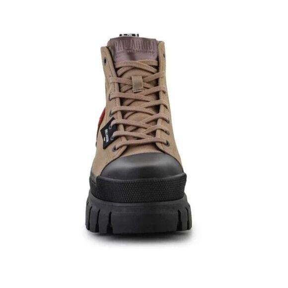 Palladium‎ Size 7.5 Brown Canvas Chunky Lug Sole Y2K High Top Vegan Combat Boots - Picture 3 of 7